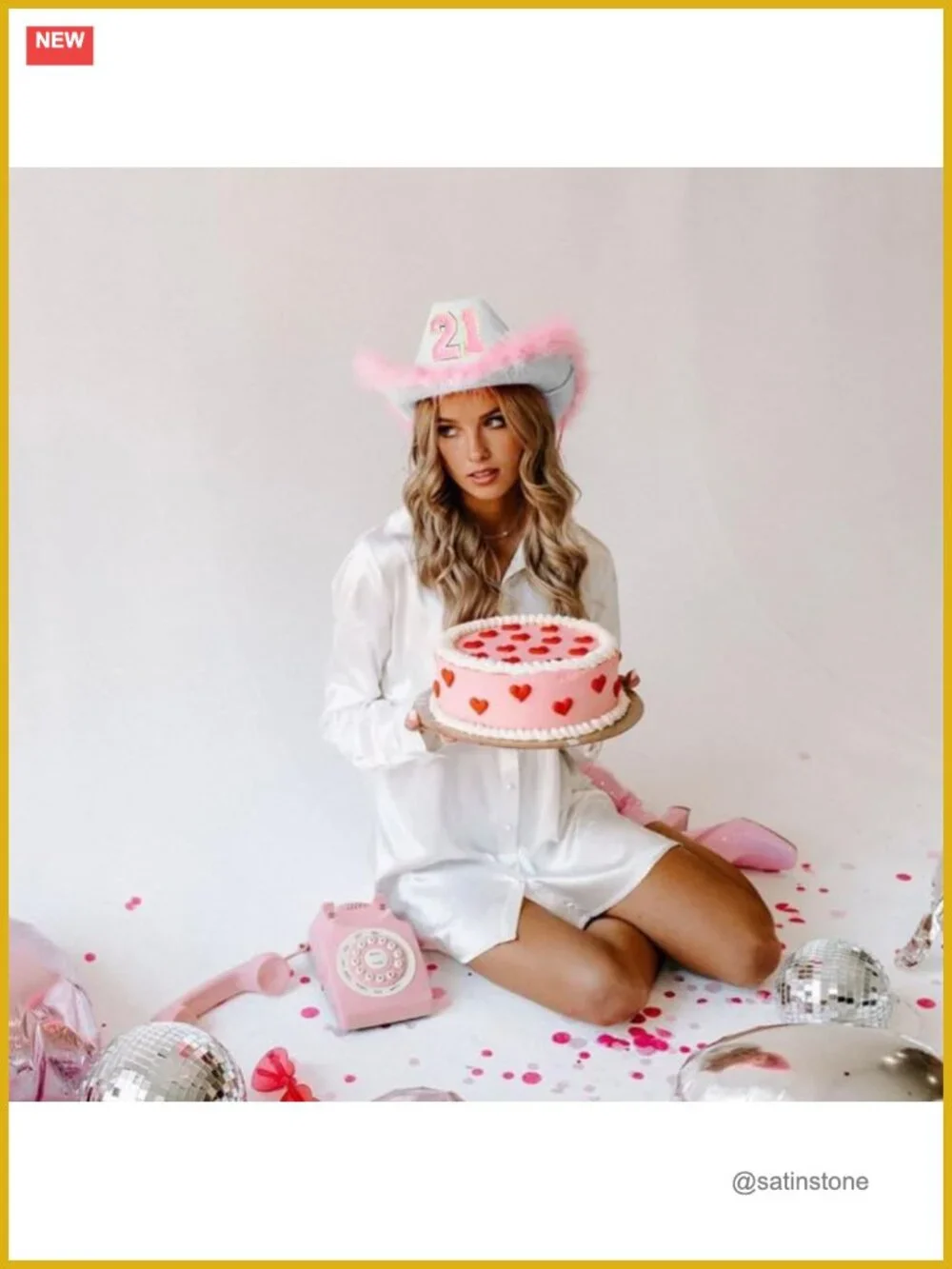 Pink Cowgirl Hat with 21 Emblem - 21st Birthday Outfit